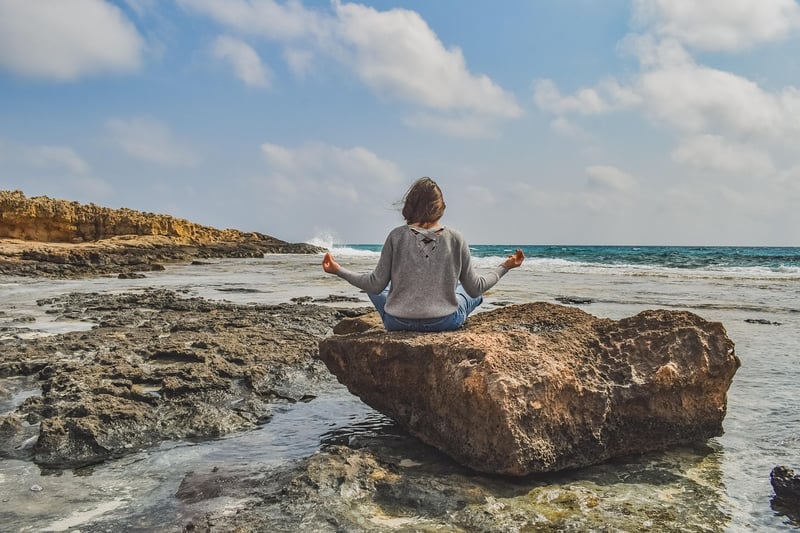 Woman practicing conscious breathing